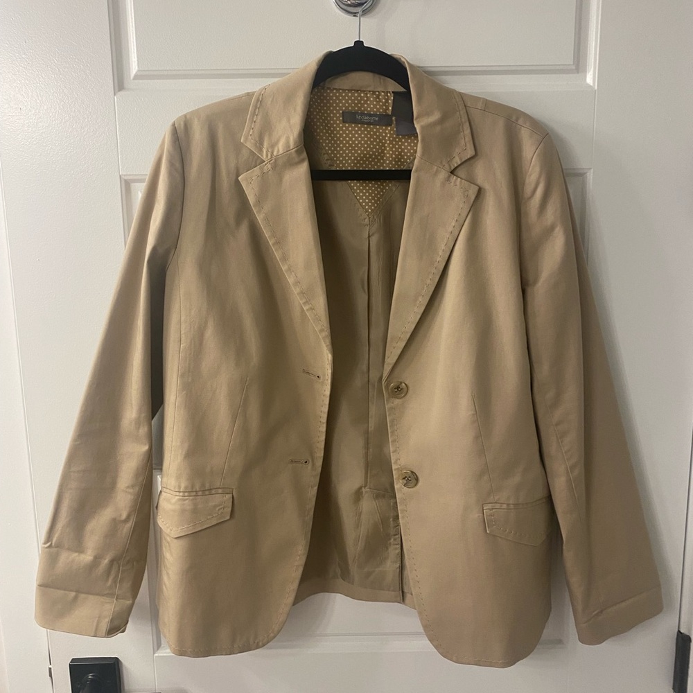 Liz Claiborne Beige Polka Dot Lined Blazer